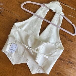 Free People White Linen Halter Top Vest